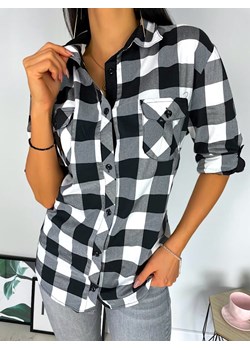 Czarno-Biała Koszula w Kratę ze sklepu ModnaKiecka.pl w kategorii Koszule damskie - zdjęcie 168220425