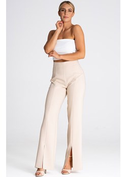 Beżowe spodnie z rozcięciem M955, Kolor beżowy, Rozmiar L, Figl ze sklepu Primodo w kategorii Spodnie damskie - zdjęcie 168227036