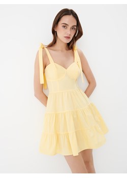 Mohito - Bawełniana sukienka mini na ramiączkach - żółty ze sklepu Mohito w kategorii Sukienki - zdjęcie 168231557