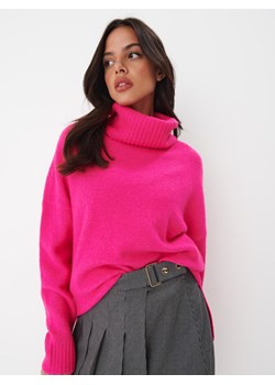 Mohito - Różowy sweter oversize z golfem - fuksjowy ze sklepu Mohito w kategorii Swetry damskie - zdjęcie 168234968