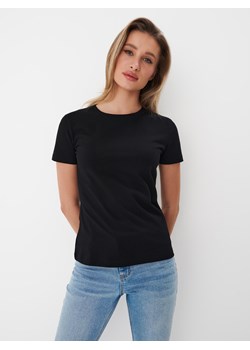 Mohito - Czarny t-shirt z bawełny - czarny ze sklepu Mohito w kategorii Bluzki damskie - zdjęcie 168236828