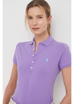 Polo Ralph Lauren polo damski kolor fioletowy ze sklepu ANSWEAR.com w kategorii Bluzki damskie - zdjęcie 168238085