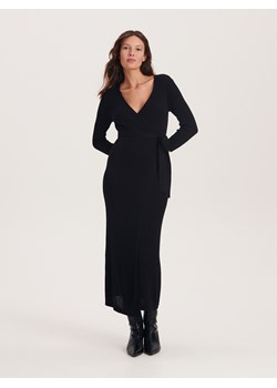 Reserved - Kopertowa sukienka z dzianiny - czarny ze sklepu Reserved w kategorii Sukienki ciążowe - zdjęcie 168243796