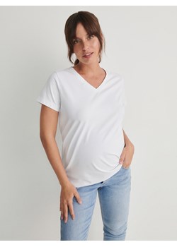 Reserved - T-shirt z dekoltem V - biały ze sklepu Reserved w kategorii Bluzki ciążowe - zdjęcie 168243948