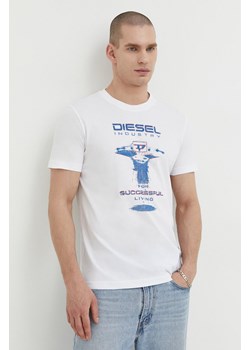 Diesel t-shirt bawełniany męski kolor biały z nadrukiem ze sklepu ANSWEAR.com w kategorii T-shirty męskie - zdjęcie 168246409