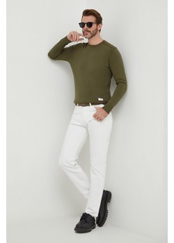 Pepe Jeans sweter bawełniany kolor zielony lekki ze sklepu ANSWEAR.com w kategorii Swetry męskie - zdjęcie 168250718