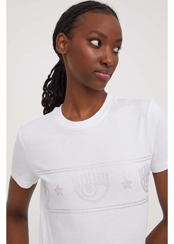 Chiara Ferragni t-shirt bawełniany LOGOMANIA damski kolor biały 76CBHG02 ze sklepu ANSWEAR.com w kategorii Bluzki damskie - zdjęcie 168250745