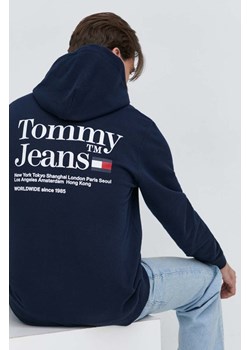 Tommy Jeans bluza męska kolor granatowy z kapturem z nadrukiem DM0DM18860 ze sklepu ANSWEAR.com w kategorii Bluzy męskie - zdjęcie 168256138