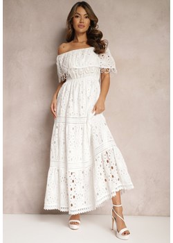 Biała Bawełniana Sukienka Hiszpanka z Ażurowymi Wstawkami Irinias ze sklepu Renee odzież w kategorii Sukienki - zdjęcie 168267637