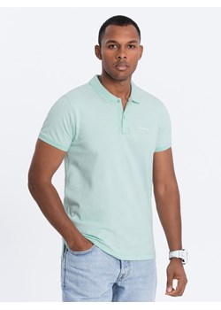 Koszulka polo z dzianiny pique - jasnozielona V1 S1746 ze sklepu ombre w kategorii T-shirty męskie - zdjęcie 168270469