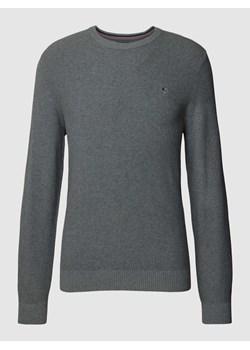 Sweter z dzianiny z wyhaftowanym logo i okrągłym dekoltem ze sklepu Peek&Cloppenburg  w kategorii Swetry męskie - zdjęcie 168272336