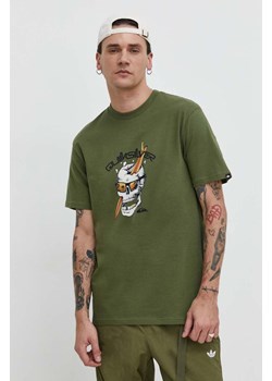 Quiksilver t-shirt bawełniany męski kolor zielony z nadrukiem ze sklepu ANSWEAR.com w kategorii T-shirty męskie - zdjęcie 168287225