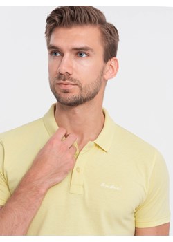 Koszulka polo z dzianiny pique - żółta V4 S1746 ze sklepu ombre w kategorii T-shirty męskie - zdjęcie 168287978