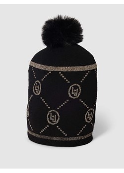 Czapka z pomponem i wzorem z logo ze sklepu Peek&Cloppenburg  w kategorii Czapki zimowe damskie - zdjęcie 168292319