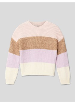 Sweter z dzianiny ze wzorem w blokowe pasy model ‘ANDY’ ze sklepu Peek&Cloppenburg  w kategorii Swetry dziewczęce - zdjęcie 168318319