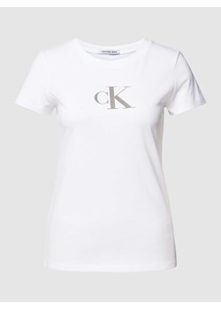 T-shirt o kroju slim fit z cekinowym obszyciem model ‘SEQUIN’ ze sklepu Peek&Cloppenburg  w kategorii Bluzki damskie - zdjęcie 168324426