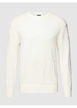 Sweter z dzianiny z fakturowanym wzorem z logo model ‘CAMO’ ze sklepu Peek&Cloppenburg  w kategorii Swetry męskie - zdjęcie 168338155