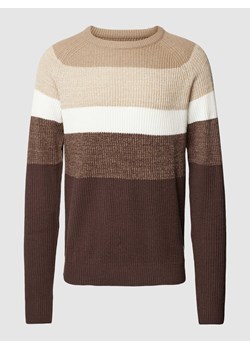 Sweter z dzianiny z okrągłym dekoltem model ‘PANNEL’ ze sklepu Peek&Cloppenburg  w kategorii Swetry męskie - zdjęcie 168341779