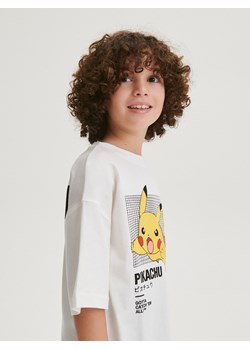 Reserved - T-shirt oversize Pokémon - złamana biel ze sklepu Reserved w kategorii T-shirty chłopięce - zdjęcie 168375148