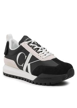 Calvin Klein Jeans Sneakersy Toothy Runner Laceup Mix Pearl YW0YW01100 Czarny ze sklepu MODIVO w kategorii Buty sportowe damskie - zdjęcie 168389187