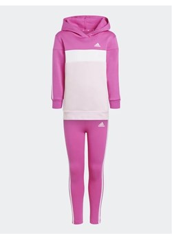 adidas Komplet bluza i legginsy Tiberio 3-Stripes Colorblock Fleece IA3117 Różowy Slim Fit ze sklepu MODIVO w kategorii Dresy dziewczęce - zdjęcie 168392338