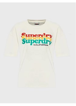 Superdry T-Shirt Vintage Cali Stripe W1010847A Écru Regular Fit ze sklepu MODIVO w kategorii Bluzki damskie - zdjęcie 168393935