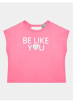 United Colors Of Benetton T-Shirt 3096C10BW Różowy Regular Fit ze sklepu MODIVO w kategorii Bluzki dziewczęce - zdjęcie 168397237