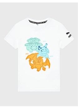 Puma T-Shirt Pokemon 536429 Biały Regular Fit ze sklepu MODIVO w kategorii T-shirty chłopięce - zdjęcie 168410799