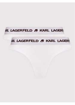 KARL LAGERFELD Komplet 2 par stringów Logo Set 211W2126 Biały ze sklepu MODIVO w kategorii Majtki damskie - zdjęcie 168415497