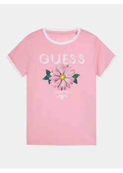 Guess T-Shirt J4RI00 K6YW4 Różowy Regular Fit ze sklepu MODIVO w kategorii Bluzki dziewczęce - zdjęcie 168417156