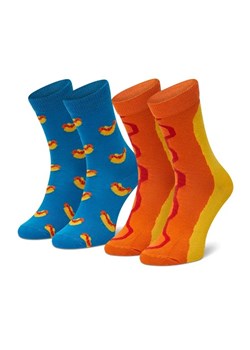 Happy Socks Zestaw 2 par wysokich skarpet dziecięcych KHDO02-6700 Niebieski ze sklepu MODIVO w kategorii Skarpetki dziecięce - zdjęcie 168427015
