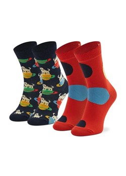 Happy Socks Zestaw 2 par wysokich skarpet dziecięcych KLAI02-6500 Czerwony ze sklepu MODIVO w kategorii Skarpetki dziecięce - zdjęcie 168460219