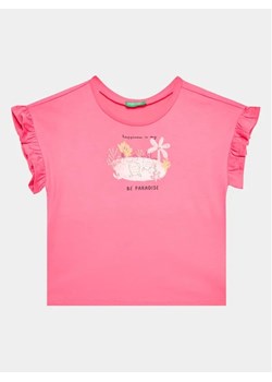 United Colors Of Benetton T-Shirt 3096G1093 Różowy Regular Fit ze sklepu MODIVO w kategorii Bluzki dziewczęce - zdjęcie 168475645