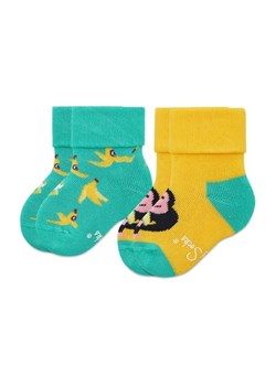 Happy Socks Zestaw 2 par wysokich skarpet dziecięcych KMNB45-7000 Zielony ze sklepu MODIVO w kategorii Skarpetki dziecięce - zdjęcie 168477915