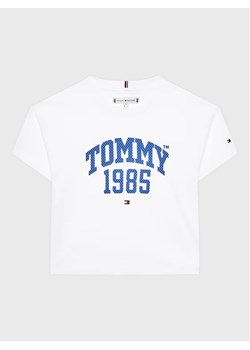Tommy Hilfiger T-Shirt Varsity KG0KG07257 D Biały Regular Fit ze sklepu MODIVO w kategorii Bluzki dziewczęce - zdjęcie 168486629