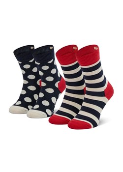 Happy Socks Zestaw 2 par wysokich skarpet dziecięcych KSTR02-4000 Granatowy ze sklepu MODIVO w kategorii Skarpetki dziecięce - zdjęcie 168503277