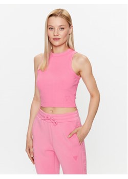 Guess Top V3GP19 K8RT2 Różowy Slim Fit ze sklepu MODIVO w kategorii Bluzki damskie - zdjęcie 168506148