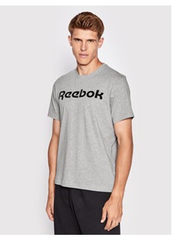 Reebok T-Shirt Graphic Series Linear Logo FP9162 Szary Slim Fit ze sklepu MODIVO w kategorii T-shirty męskie - zdjęcie 168506915