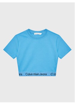 Calvin Klein Jeans T-Shirt Logo Tape IG0IG01948 Niebieski Regular Fit ze sklepu MODIVO w kategorii Bluzki dziewczęce - zdjęcie 168508395