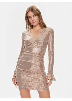 Guess Sukienka koktajlowa Britney W4RK42 KBJG0 Złoty Slim Fit ze sklepu MODIVO w kategorii Sukienki - zdjęcie 168508668