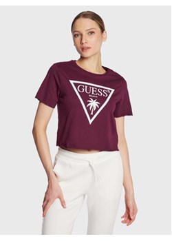 Guess T-Shirt Logo E02I01 JA914 Fioletowy Boxy Fit ze sklepu MODIVO w kategorii Bluzki damskie - zdjęcie 168510725