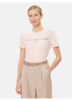 Tommy Hilfiger T-Shirt Logo WW0WW40276 Różowy Regular Fit ze sklepu MODIVO w kategorii Bluzki damskie - zdjęcie 168513925
