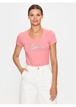 Guess T-Shirt W3YI36 J1314 Różowy Slim Fit ze sklepu MODIVO w kategorii Bluzki damskie - zdjęcie 168516416