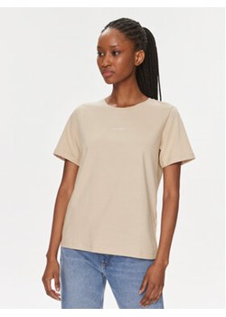 Calvin Klein T-Shirt Micro Logo K20K205454 Beżowy Regular Fit ze sklepu MODIVO w kategorii Bluzki damskie - zdjęcie 168521856