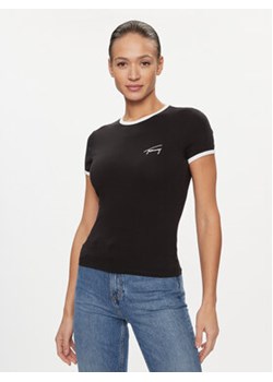Tommy Jeans T-Shirt Signature DW0DW17377 Czarny Slim Fit ze sklepu MODIVO w kategorii Bluzki damskie - zdjęcie 168523546