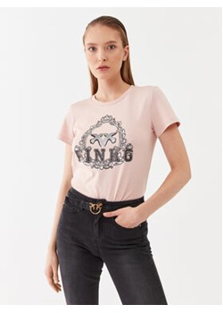 Pinko T-Shirt 100355 A13O Różowy Regular Fit ze sklepu MODIVO w kategorii Bluzki damskie - zdjęcie 168526706