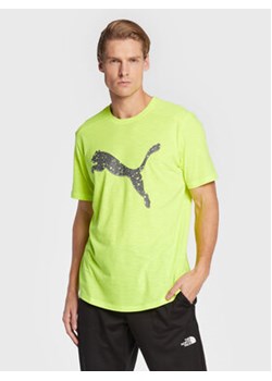Puma Koszulka techniczna Run Logo 522423 Zielony Regular Fit ze sklepu MODIVO w kategorii T-shirty męskie - zdjęcie 168530275