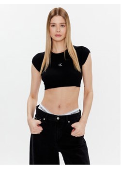 Calvin Klein Jeans Bluzka J20J220709 Czarny Slim Fit ze sklepu MODIVO w kategorii Bluzki damskie - zdjęcie 168530736