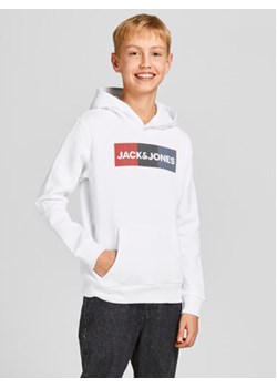 Jack&Jones Junior Bluza Corp Logo 12152841 Biały Regular Fit ze sklepu MODIVO w kategorii Bluzy chłopięce - zdjęcie 168532558