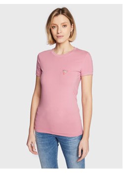 Guess T-Shirt Mini Triangle W2YI44 J1311 Różowy Slim Fit ze sklepu MODIVO w kategorii Bluzki damskie - zdjęcie 168535856